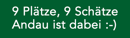 Button 9 Plätze 9 Schätze Andau